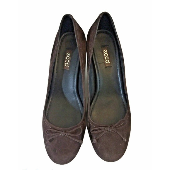 ECCO New Dehli Suede Coffee Brown Pumps Heels Flex Sole Size 40 US 9/9.5 - Picture 4 of 12